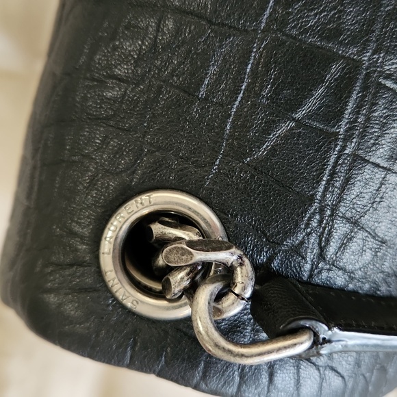 Saint Laurent Calfskin Crocodile Embossed West Hollywood Monogram Fold-Over - Picture 7 of 14